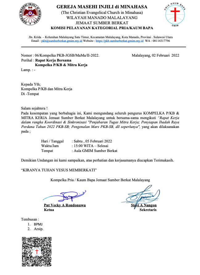 Surat Undangan Rapat Kerja Kompelka P/KB & Mitra Kerja